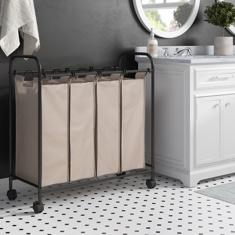 Rolling Laundry Sorter with Handles, Antique Bronze