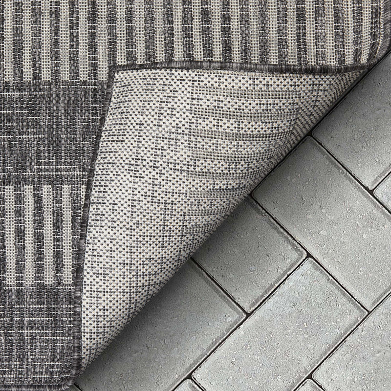 Well Woven Medusa Stria Geometric Flat-Weave Indoor/Outdoor Area Rug, Rectangle 160 x 220cm