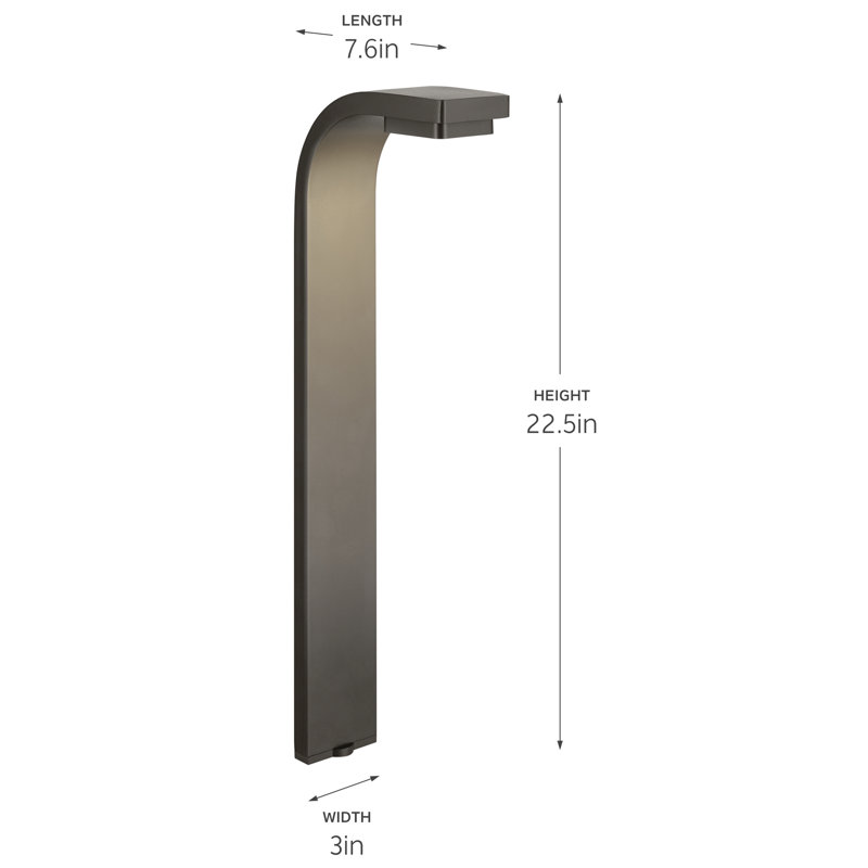 Éclairage pour chemin incurvé à DEL 22,5 po Kichler 12 Volt 2700K au fini bronze architectural texturé, 3000 K