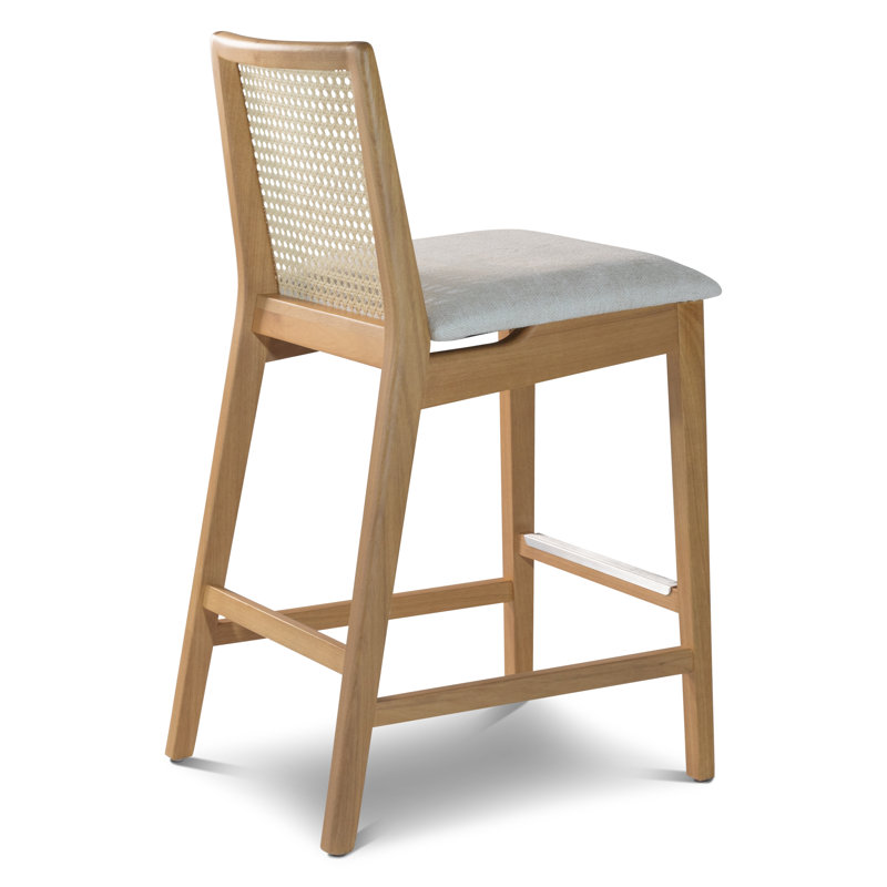Modern Brazilian Nardia Cane Bar Stool, Light Gray/Domasco/Natural, Bar Stool (29.5" Seat Height)