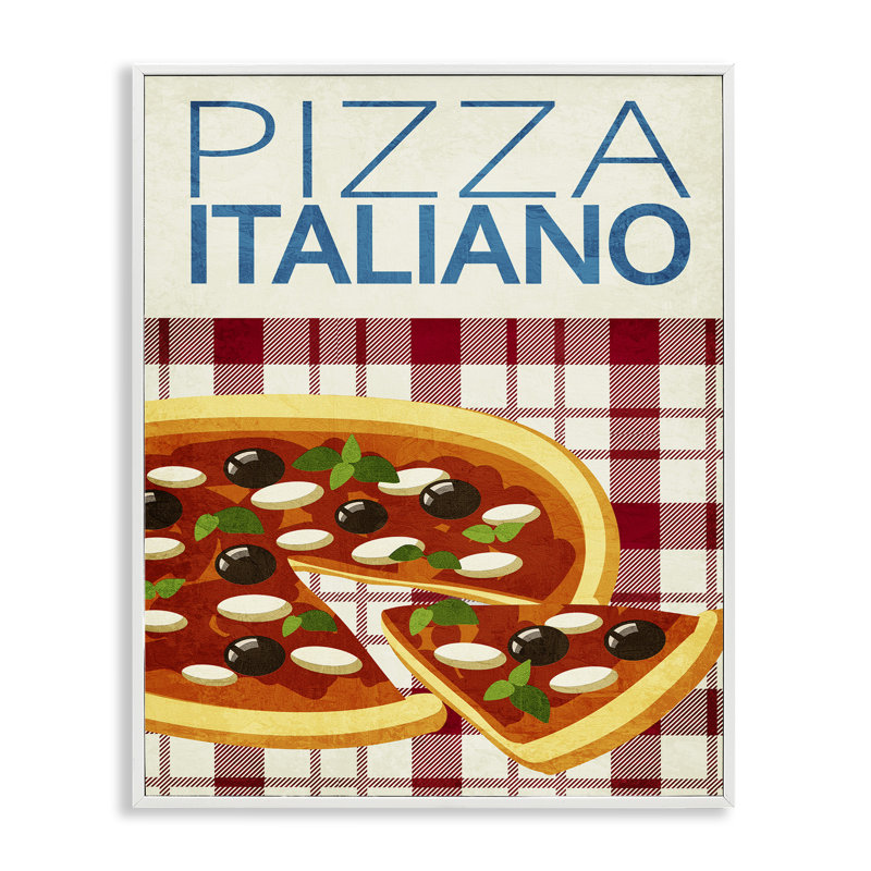 Giclée encadrée Classic Pizza Italiano, design par Kim Allen, H 20 po x l 16 po, Estampe numérique encadrée blanc bord de mer