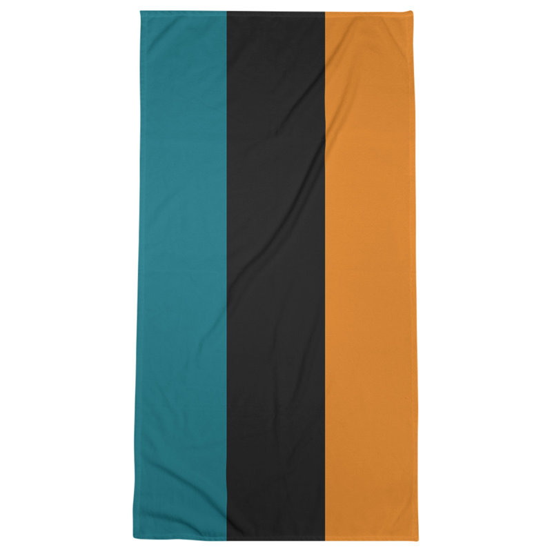 San Jose Lightweight Bath Towel, Deep Pacific Teal/Black/Burnt Orange, Poly/Cotton