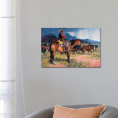 Twenty Years In The Saddle by Jack Sorenson - Wrapped Canvas Print