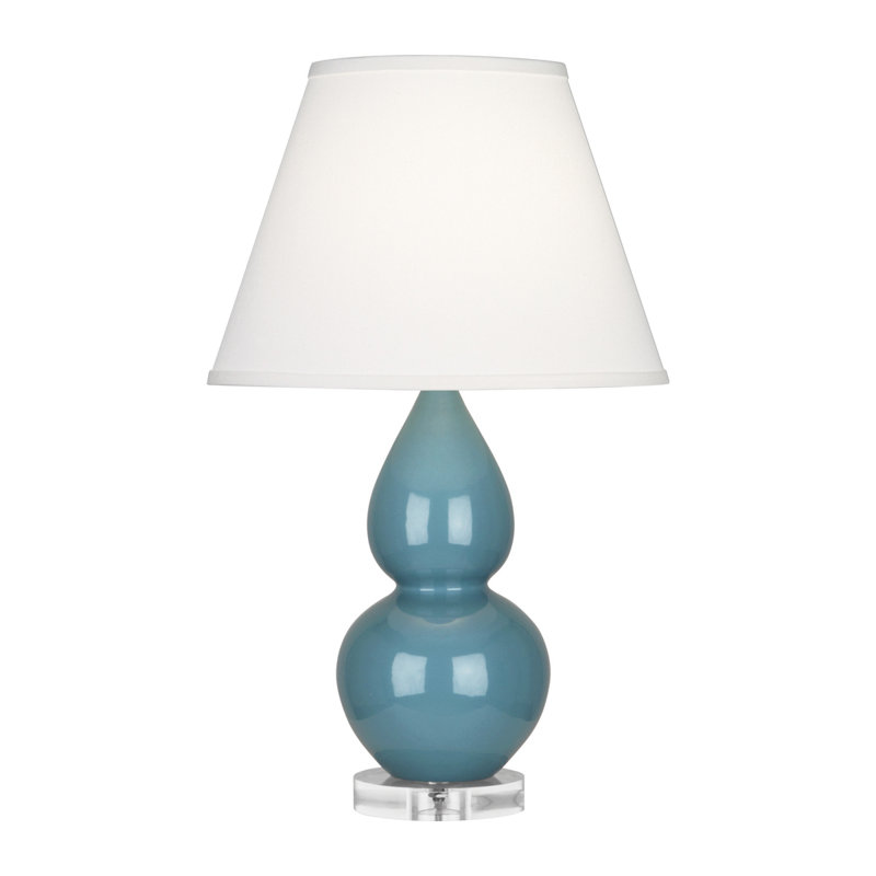 Petite lampe de table à double gourde 22 po, Bleu acier