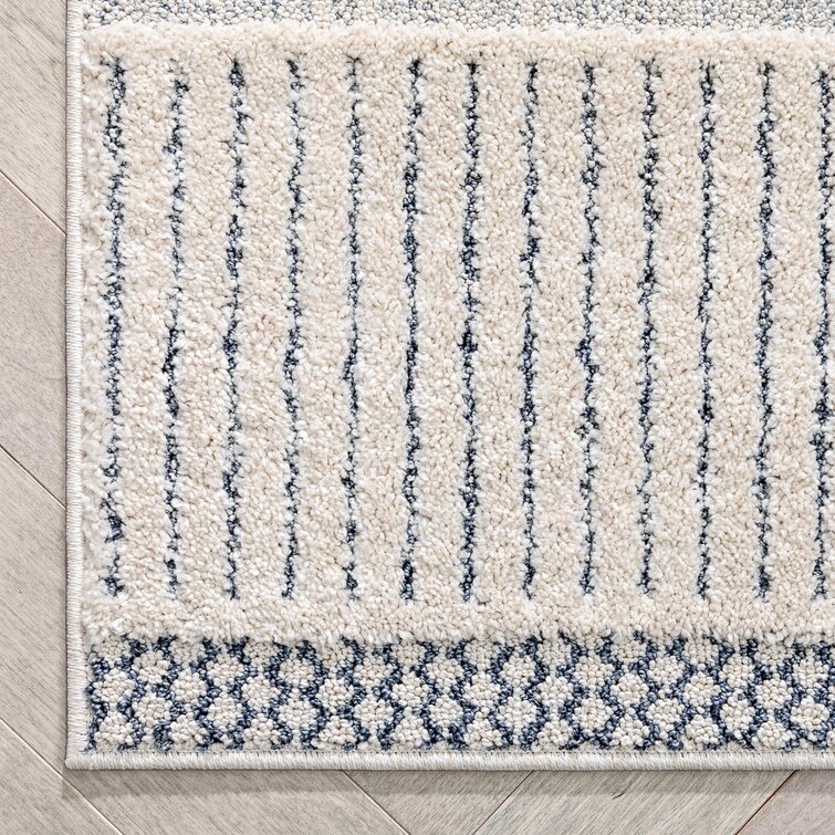 Well Woven Ivory & Blue Amtero Abstract Industrial Runner Rug 2x7 (2'3 x  7'3)