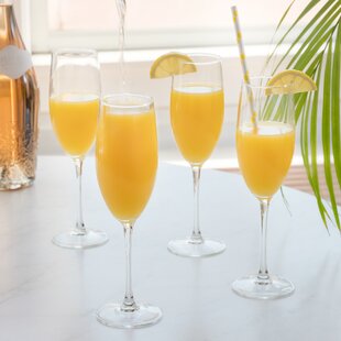 Champagne Flutes - Hand-Blown Crystal Mimosa Glasses (6oz/180mL