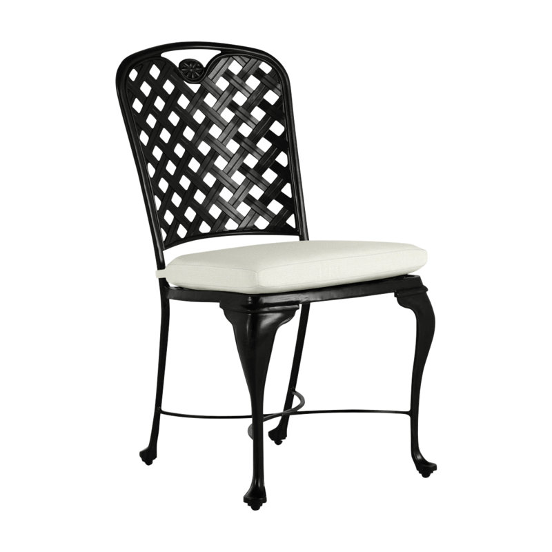 Provance Patio Dining Side Chair with Cushion, Ancient Earth, No Welt, Natural White