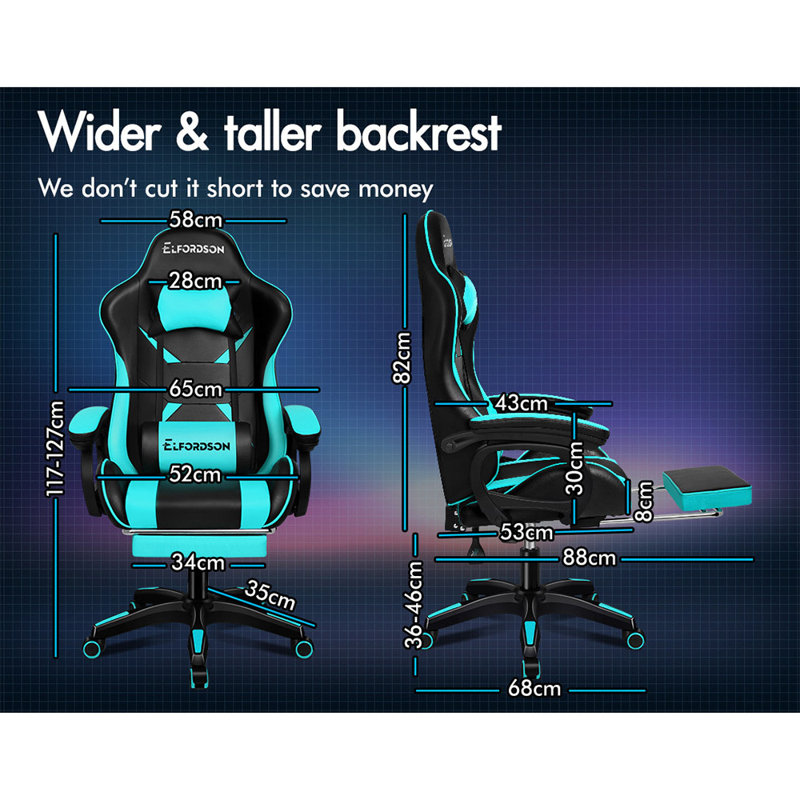 ELFORDSON Game Chair, Cyan