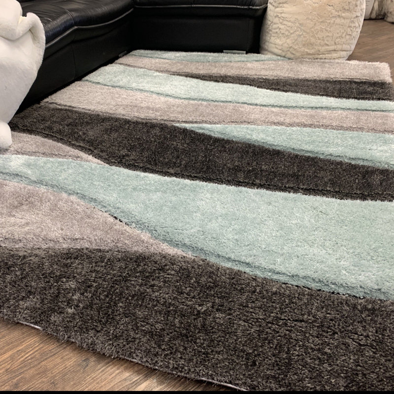 Tapis abstrait gris / brun / blanc Karlea, Rectangle de 5 pi x 8 pi