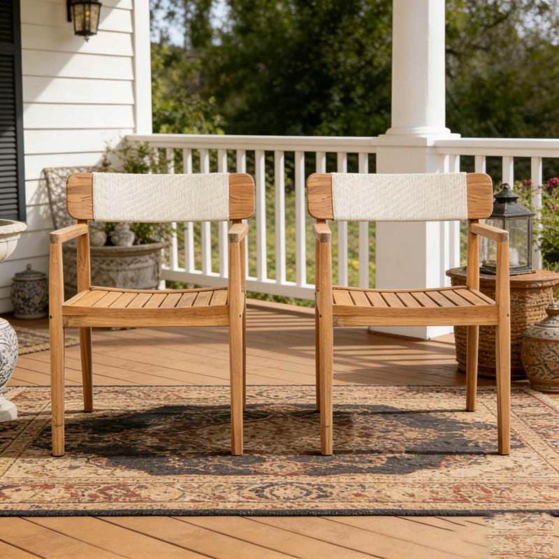 Chaise de patio, Teck, blanc