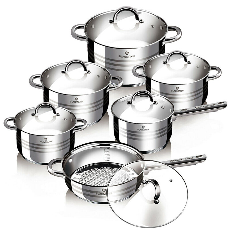 Blaumann 12 Piece Stainless Steel Cookware Set