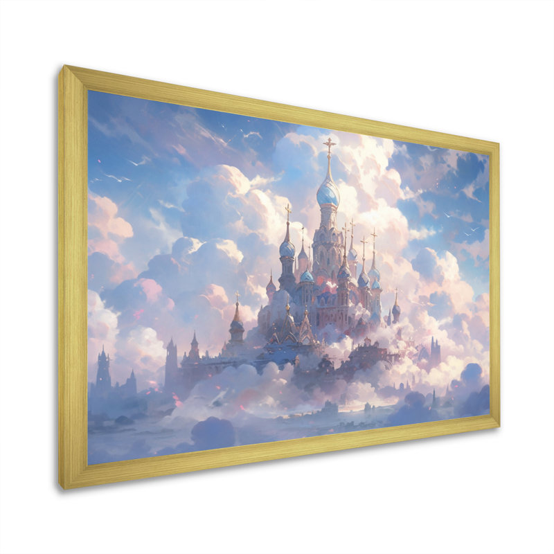 Château dans les nuages I sur toile, H 34 po x l 44 po x P 1,5 po, Cadre doré à une seule photo