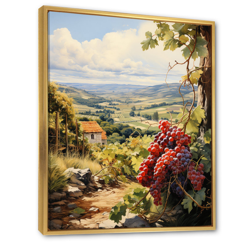 " Vineyard Twilight Bliss ", Gold Floater Frame, 32" H x 16" W x 1" D