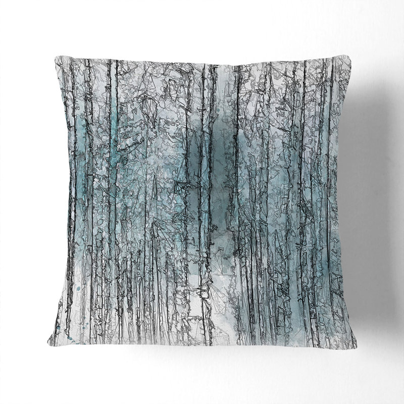 Forest in the Sketch Cushion with Filling, 55cm H x 55cm W x 20cm D, Stone