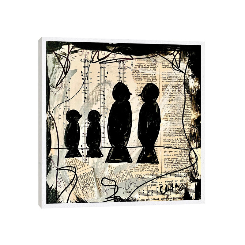 Four Songbirds by Elexa Bancroft - Print on Canvas, 66.04 cm H x 66.04 cm W, White Framed