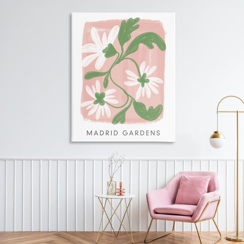 Toile de fleurs pastel Madrid Gardens, design par Lucille Price, H 48 po x l 36 po