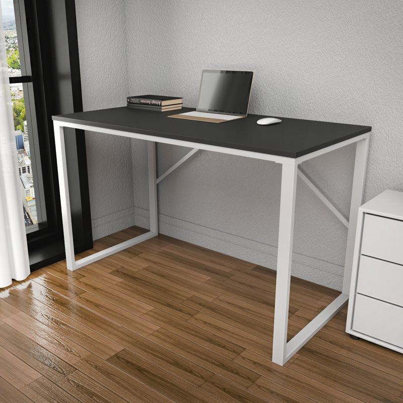 Riggs Metal Base Writing Desk, Black/White