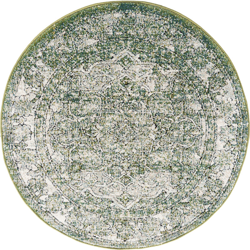Tapis traditionnel Mekalah Moss Oriental, Rond 3 pi 3 po