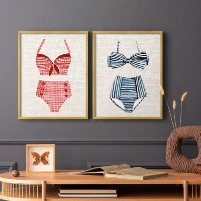 Vintage Swimming III-Premium Framed Print -Ready to Hang - No Nails Required - No Nails Required