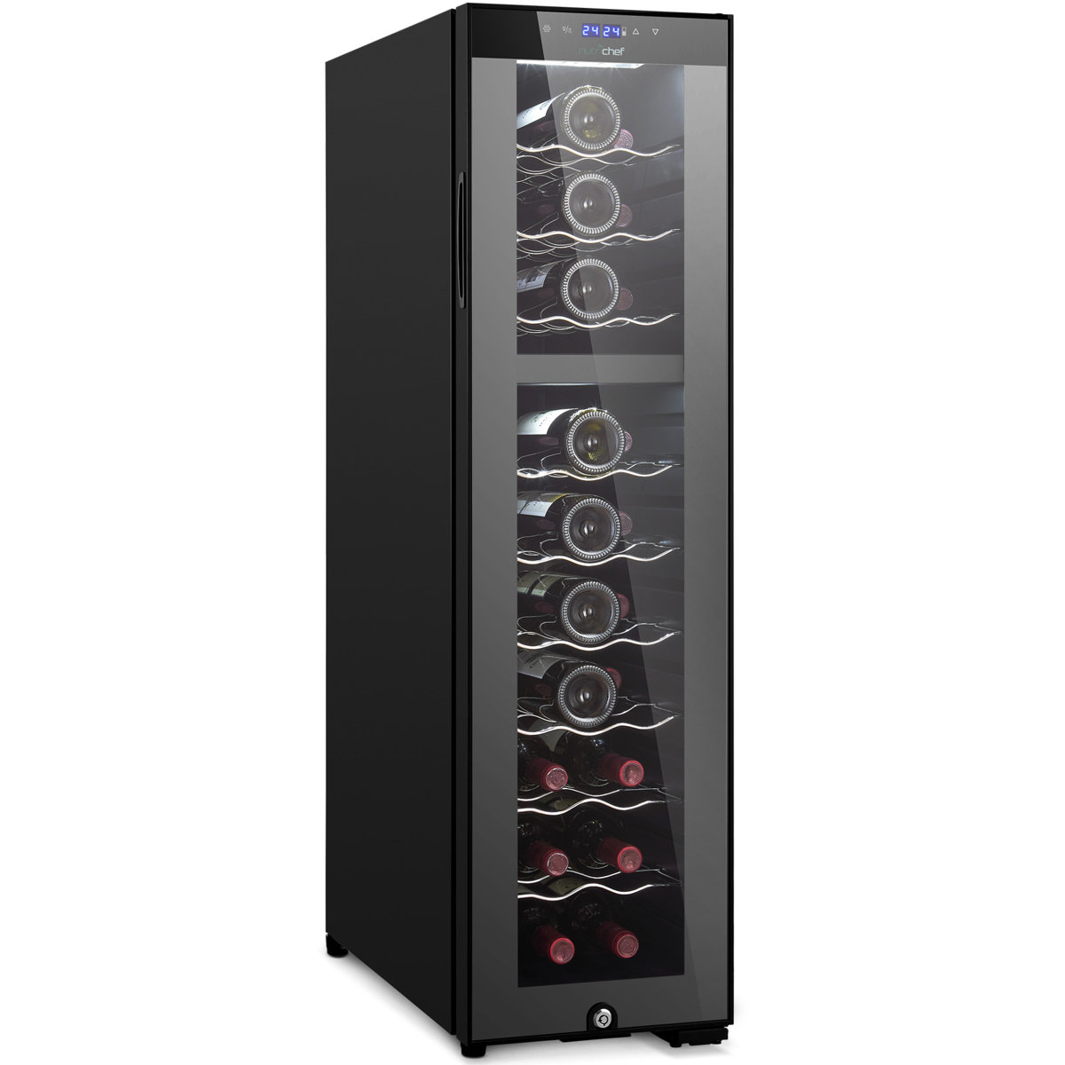 Nutrichef 27 Bottle Wine Fridge | Dual Zone Wine Chiller | Adjustable Temperature 41F To 64F | Ultra Quiet Operation | Wine Cooler For Home, & Offic — FIN-0017491 | Fridge.com