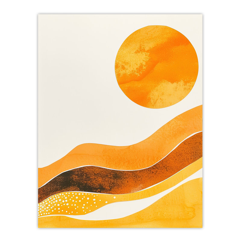 Abstract Yellow Sun Landscape Painting Wall Art Print
