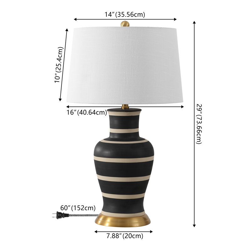 Herron 29" Table Lamp, Black/Beige