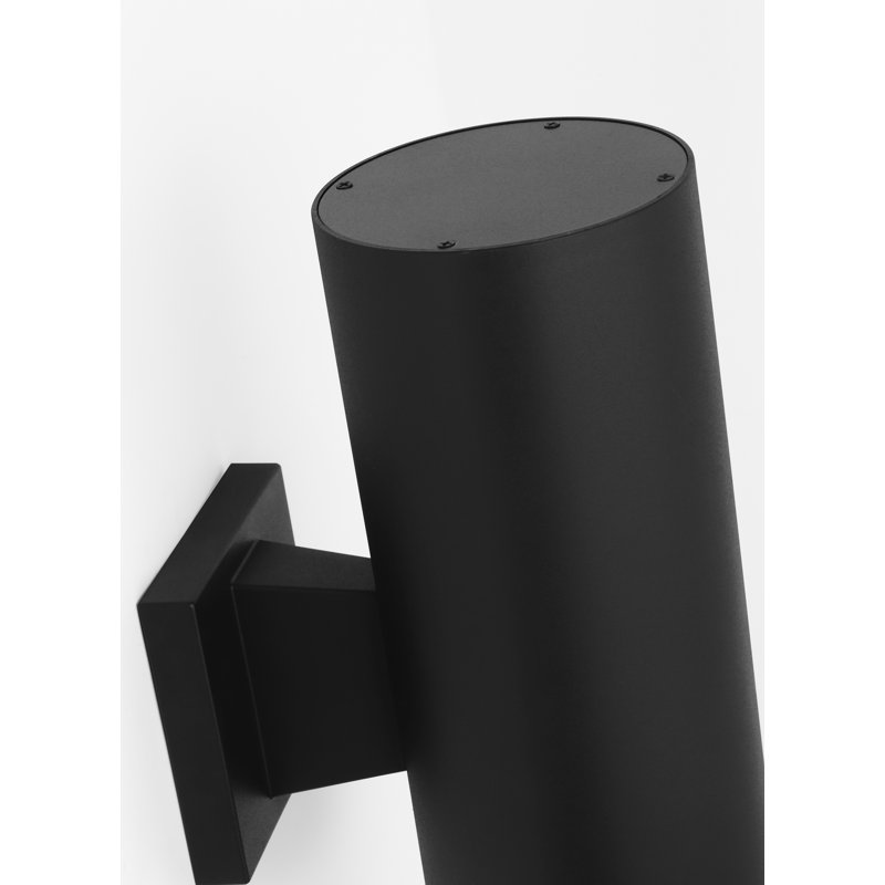 Outdoor Cylinders Two Light Wall Lantern, 14.25" H x 5" W x 7.75" D