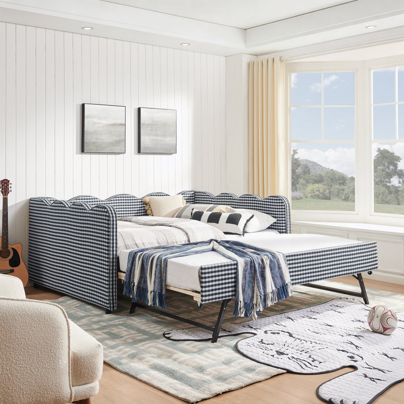 Full Size Daybed with Twin Size Trundle, Full/Double, Navy