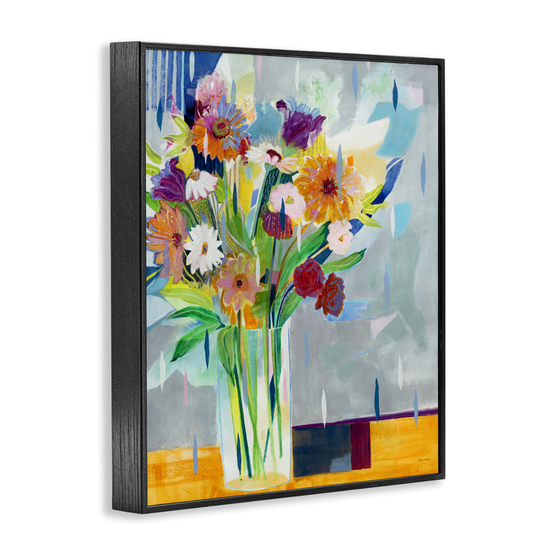  Fleurs sur fond bloqué, estampe numérique par Jill Martin, H 14 po x l 11 po, Giclée encadrée noir minuit