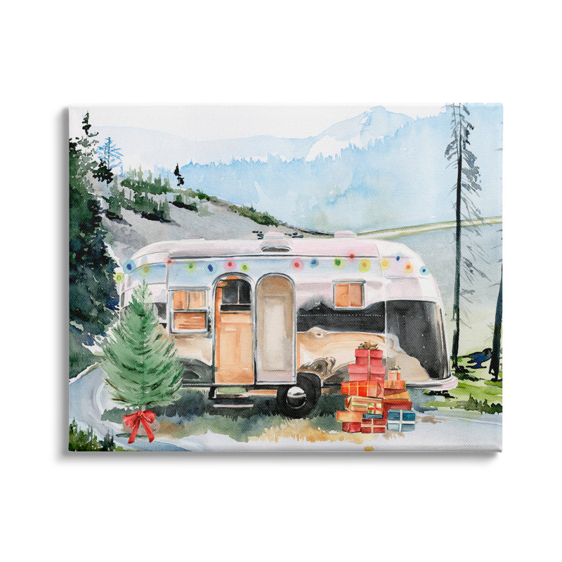 Scène de Noël rétro campagnard rustique présente des arbres gris ferme rustique surdimensionnée, estampe numérique de Jennifer Paxton Parker