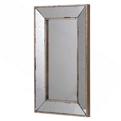 Miroir décoratif traditionnel patiné avec silhouette hexagonale unique et style rétro pour des styles intérieurs polyvalents