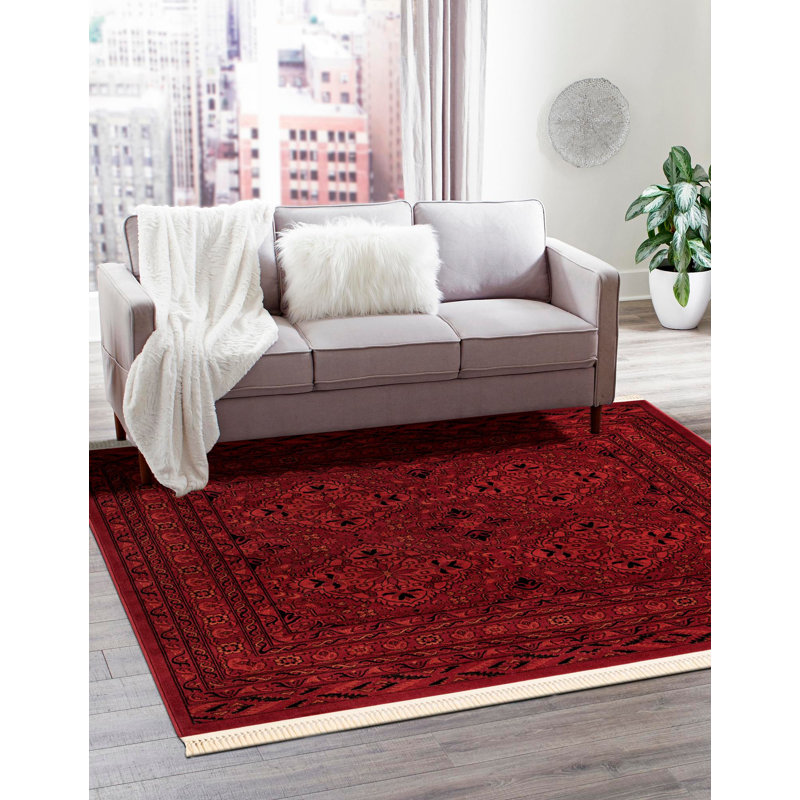 Tapis oriental rouge Amro, Square 5'3"