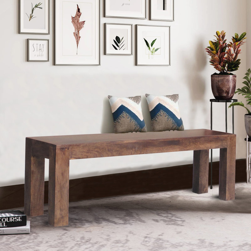 Emerson Solid Wood Bench, Dark Brown, 45cm H x 118cm W x 35cm D
