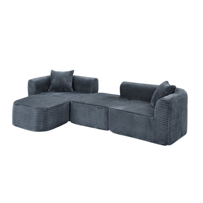 Canapé modulaire 114 po avec méridienne en forme de L, canapé modulaire avec repose-pieds mobile 114 po, canapé rembourré pour la chambre à coucher du salon, aucun assemblage requis