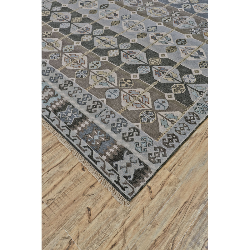 Tapis bleu en laine noué à la main Southwestern, Rectangle 2 pi x 3 pi