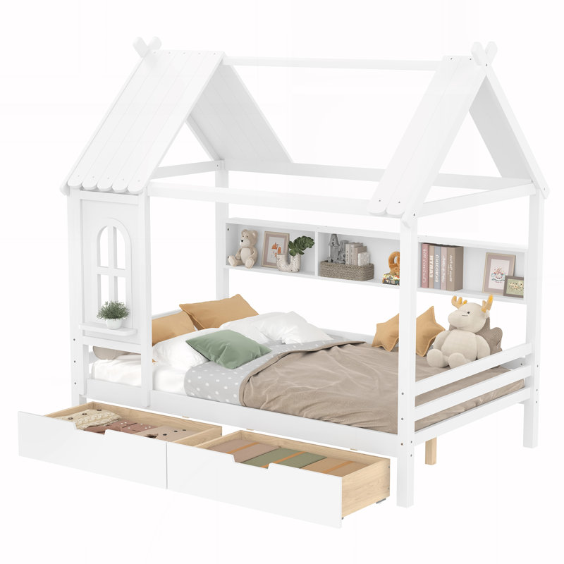 Lits avec tiroirs de rangement, Blanc , Double 