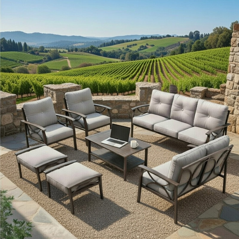7-Piece Metal Patio Furniture Set, Gray