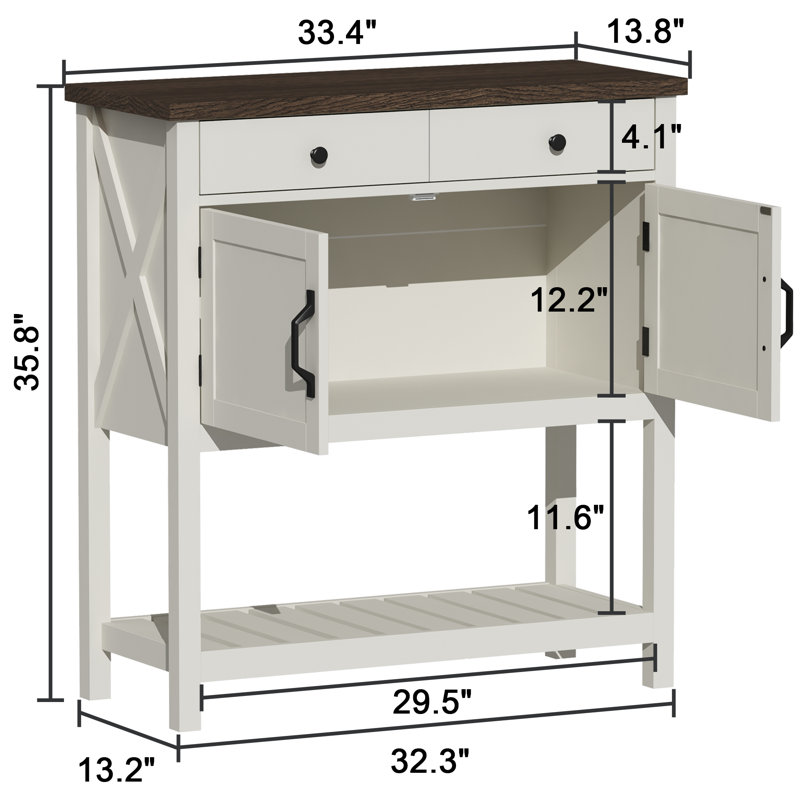 Runette 35.4'' Console Table, Dark Brown/White