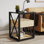 Table de bout moderne avec tiroir, panneau de fibres à densité moyenne en bois naturel et table de chevet en verre trempé | Idée de cadeau