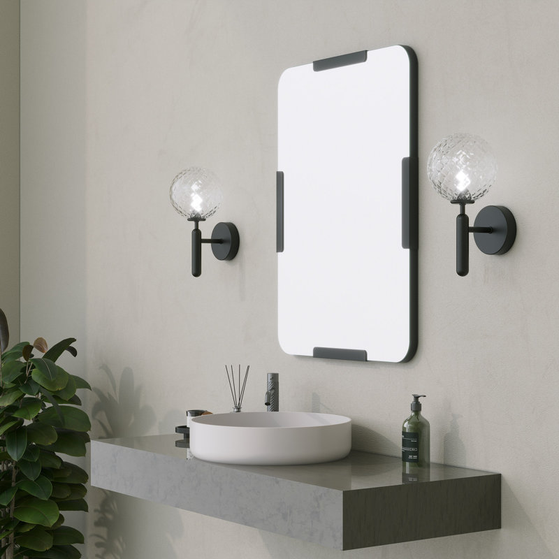 Modern Decorative Mirror, Black, 19.7 x 27.6 Inches | 100% MDF Frame, Thickness: 0.7 Inches | Chic Solid Color Design, Ideal for Industrial & Contemporary Decor, Perfect for Living Room, Bedroom & Hallways