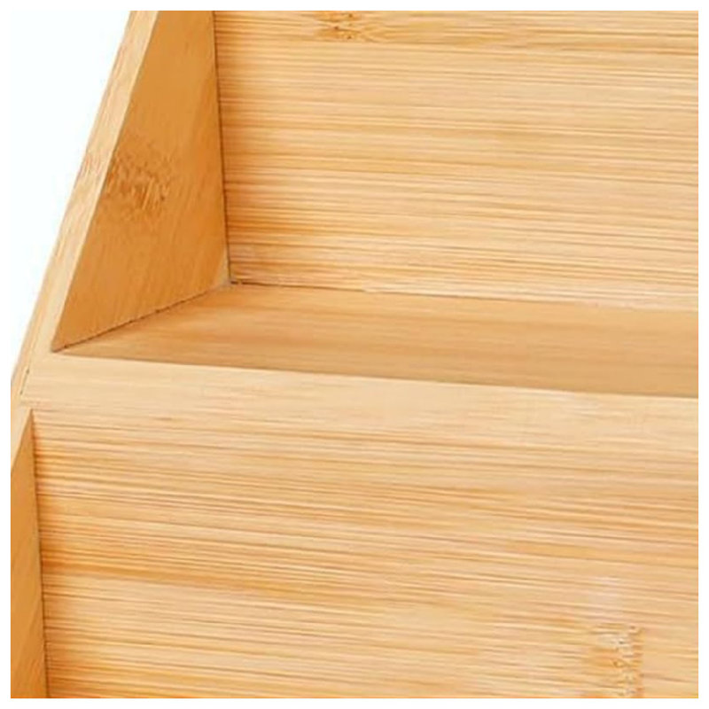 Étagère à épices en bambou et organisateur - étagère à épices de comptoir à 3 niveaux pour tiroir de cuisine, armoire et comptoir - organisateur d'assaisonnement en bois peu encombrant