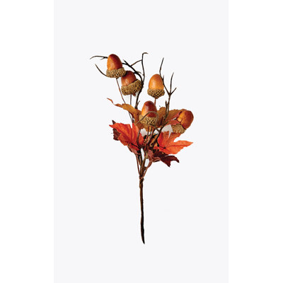 8" Artificial Fall Maple Leaves and Acorn Spray