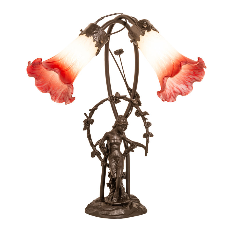 Trellis Girl Lily Table Lamp, Pink and White