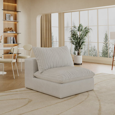 Nuage en velours côtelé blanc, siège simple avec coussin amovible double couche, aucun assemblage requis, convient pour le salon, la chambre à coucher, la salle de conférence et un appartement, siège rembourré en éponge douce,