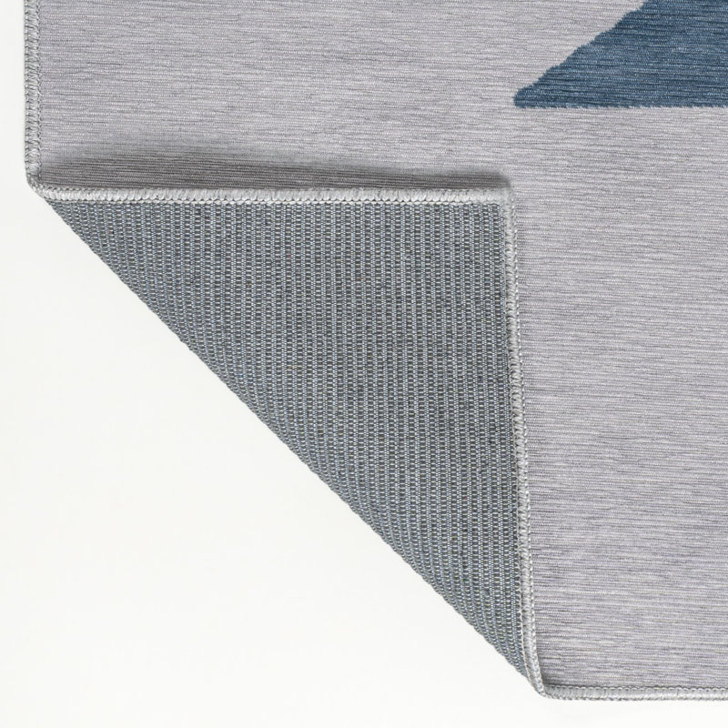 Tapis gris / bleu Katriel Minimalist, Tapis de couloir 2 pi x 8 pi