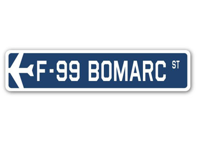 Plaque de rue militaire en aluminium Bale F-99 Bomarc Air Force