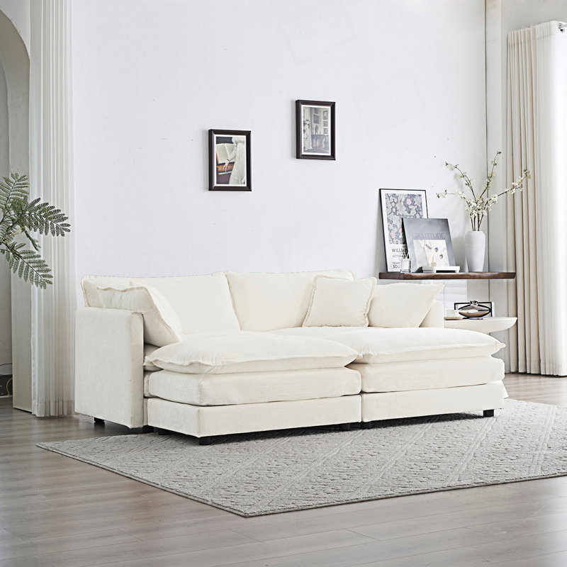 Canapé 2 places Kase, 33" H x 76.7" W x 57.4" D, Blanc