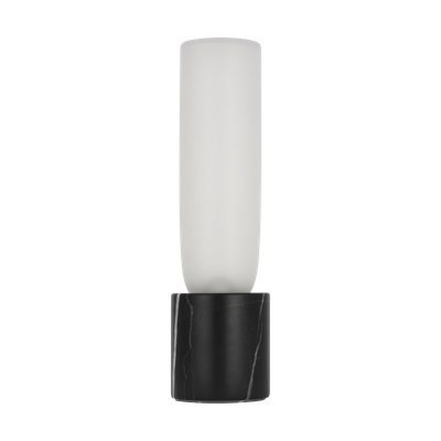 Kelly Wearstler Volver 1-light Accent Table Lamp in Black Marble with Clear Etched Glass shade