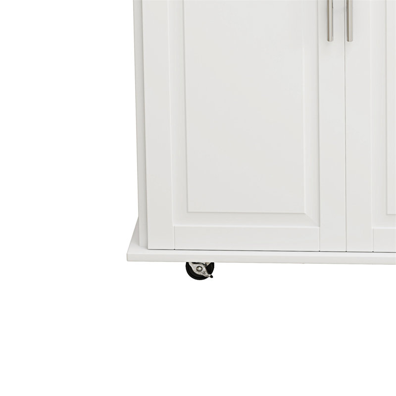 Kitchen Island Cart With Laurier Door Cabinet And Three Drawers(No Include Stool), White