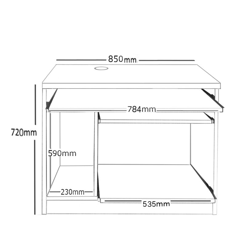 Solid Wood Base Computer Desk, Classic Oak